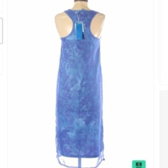 Adidas Originals Blue Overlay Tank MIDI Dress XS EXTRA SMALL RACERBACK NWT NEW - Picture 4 of 9